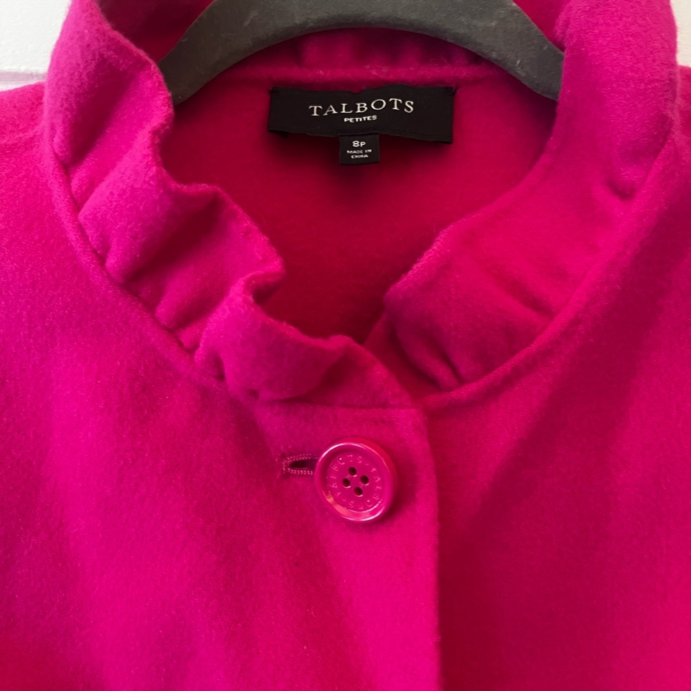 Talbots Pink Ruffle collar Blazer - Picture 5 of 8